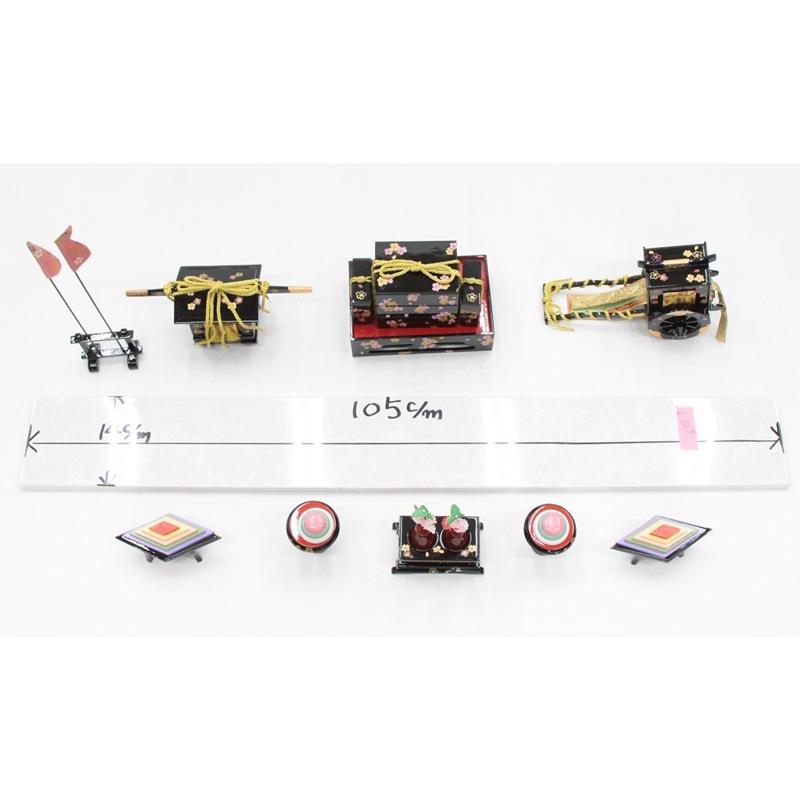 【183】ひな祭り＊雛道具＊6点セット＊展示品 アウトレット品 雛道具お道具セット 六品 35号 親子六点セット 黒塗