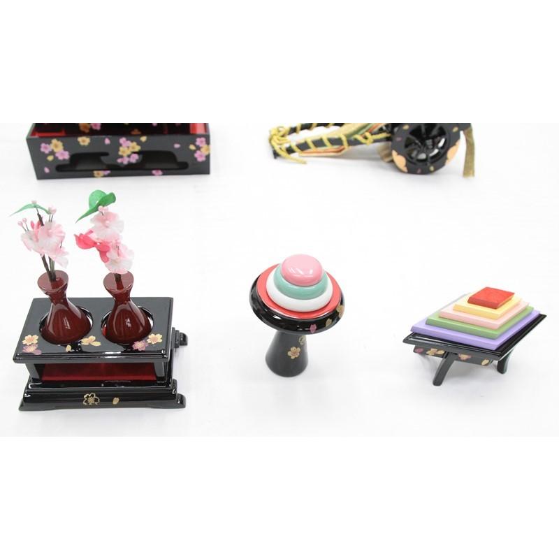 【183】ひな祭り＊雛道具＊6点セット＊展示品 アウトレット品 雛道具お道具セット 六品 35号 親子六点セット 黒塗