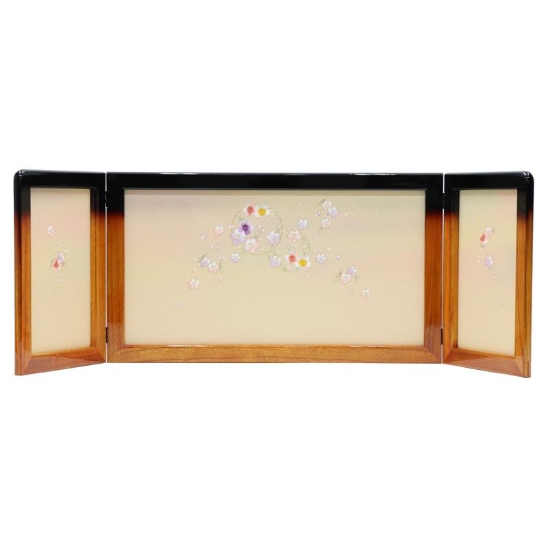 降車口品 雛人形三月屏風 屏風のみ 18号 刺しゅう金彩花丸 王朝 22a-ya-2104 ベビー、キッズ、マタニティ-記念、行事用品