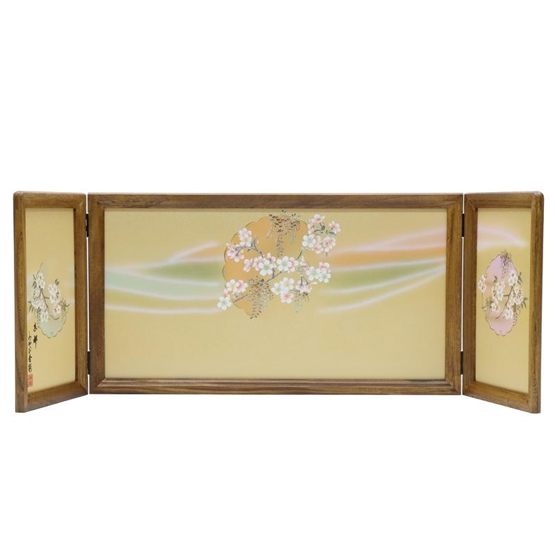 アウトレット品 雛人形三月屏風 屏風のみ 13号 雫柄 雪輪桜 光悦 古代塗 みやび金彩 22a-ya-2134