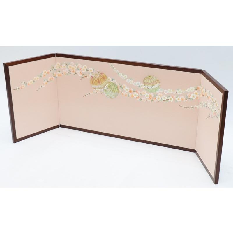 アウトレット品 雛人形三月屏風 屏風のみ 13号 手まり桜(茶) 金彩蒔絵