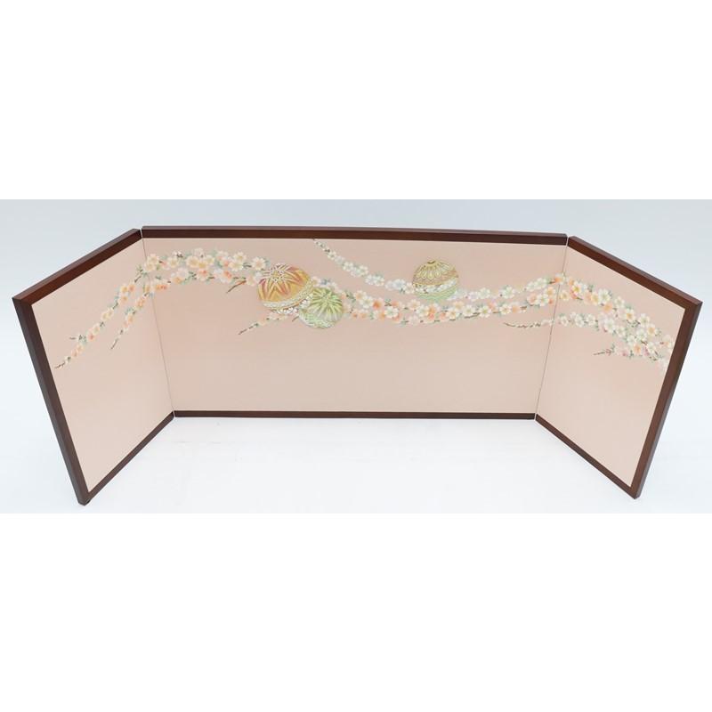 アウトレット品 雛人形三月屏風 屏風のみ 13号 手まり桜(茶) 金彩蒔絵
