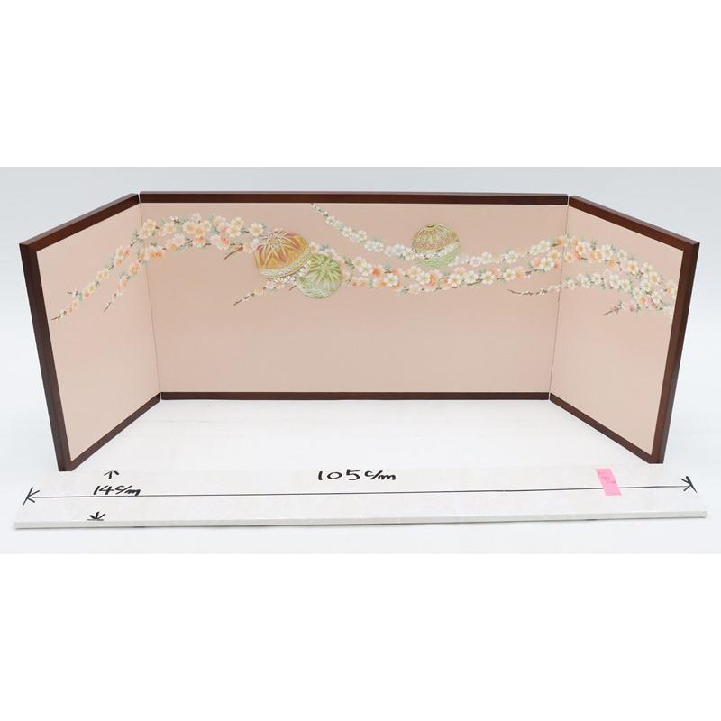 アウトレット品 雛人形三月屏風 屏風のみ 13号 手まり桜(茶) 金彩蒔絵