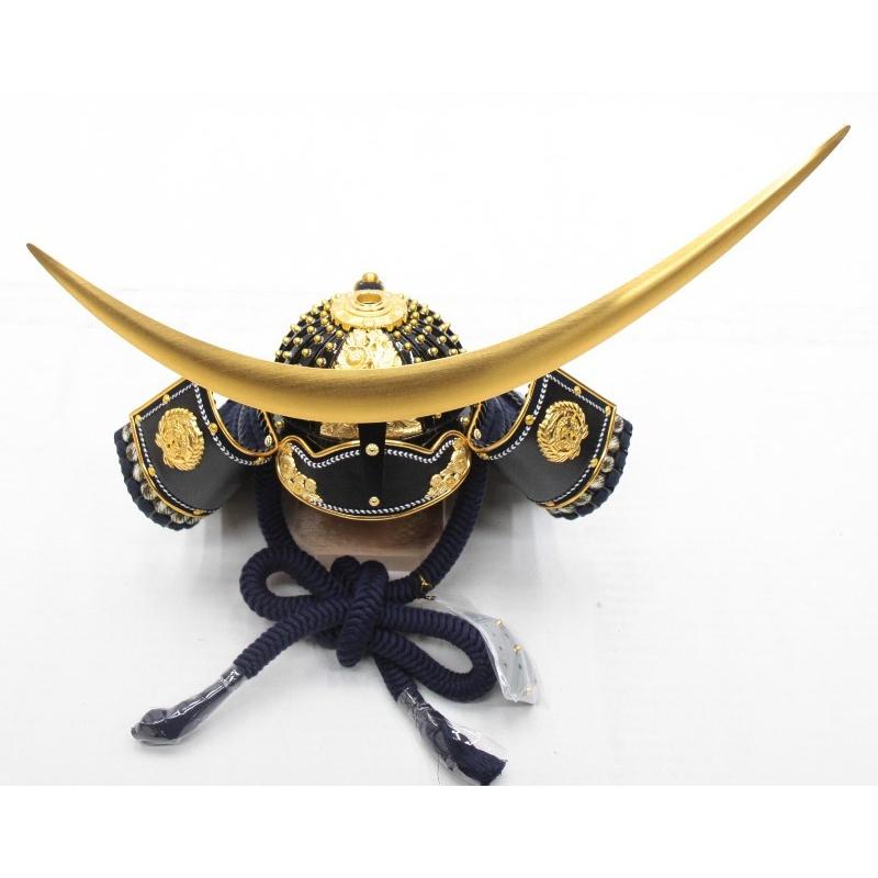 アウトレット品 五月人形兜 単品 25号 伊達政宗 紺 金色仕立 着用兜 櫃付 22a-ya-2404 アウトレット品 五月人形兜 単品 25号 伊達政宗 紺 金色仕立 着用兜 櫃付 22a ya