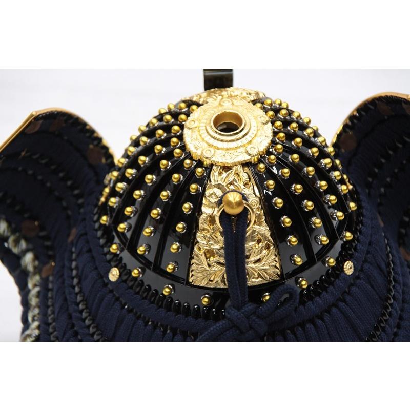 アウトレット品 五月人形兜 単品 25号 伊達政宗 紺 金色仕立 着用兜 櫃付 22a-ya-2404 アウトレット品 五月人形兜 単品 25号 伊達政宗 紺 金色仕立 着用兜 櫃付 22a ya