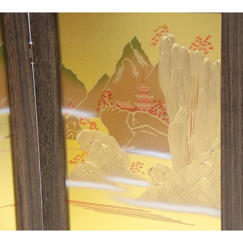 五月人形　屏風　盛上山水　兜飾り　鎧飾り　端午の節句　四曲屏風　桐枠　パーツ　山水画　高さ約75㎝　初節句　和室　997ZS アウトレット品 五月人形五月屏風 屏風のみ 25号 5420-37-031 焼桐盛上