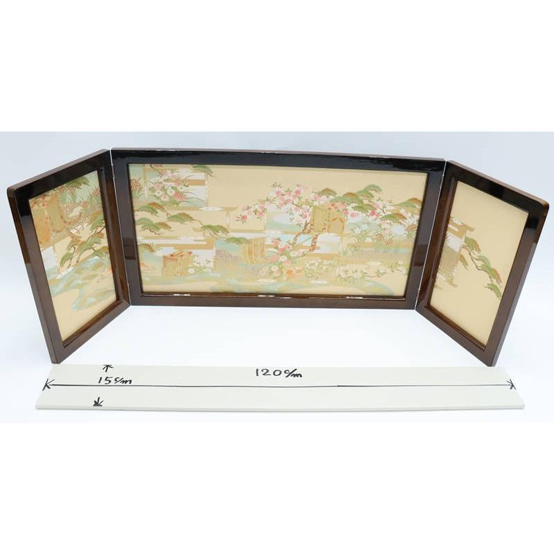 逃げ道品 雛人形 三月屏風 屏風のみ 16号 別注43A-8 塗桐B(絵巻) 三曲屏風 23a-ya-0082