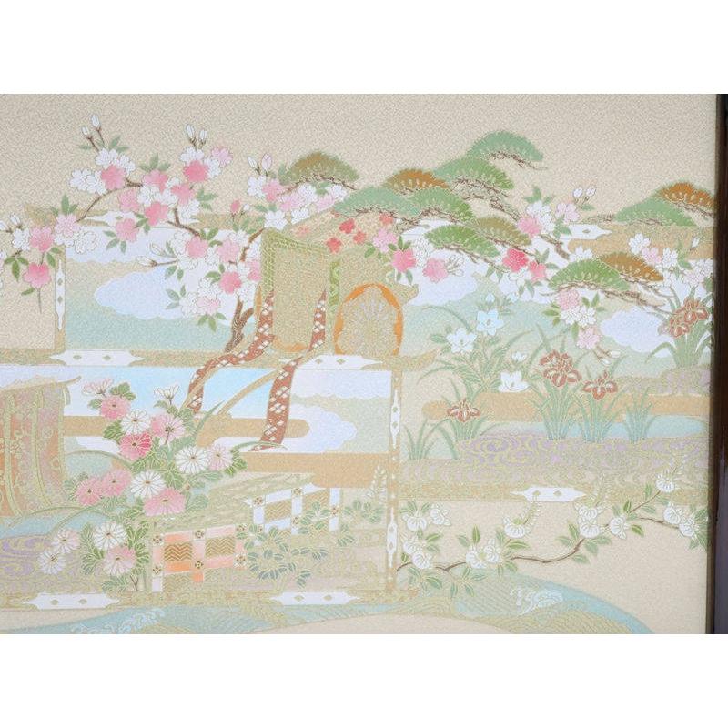 逃げ道品 雛人形 三月屏風 屏風のみ 16号 別注43A-8 塗桐B(絵巻) 三曲屏風 23a-ya-0082