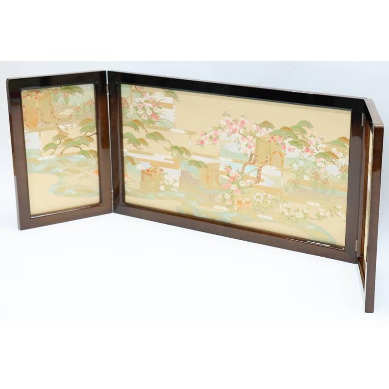 逃げ道品 雛人形 三月屏風 屏風のみ 16号 別注43A-8 塗桐B(絵巻) 三曲屏風 23a-ya-0082