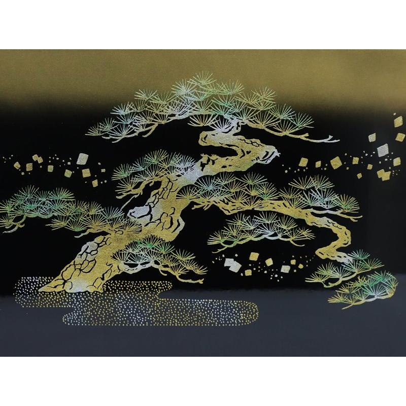 23号 黒塗屏風 松 アウトレット品 屏風 屏風のみ 12号 三曲屏風 黒塗り高台屏風 松