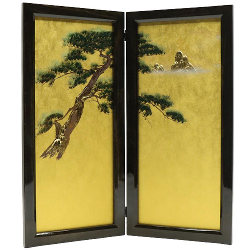 アウトレット品 屏風 単品 25号 二曲屏風 時代塗 松 24a-ya-0011