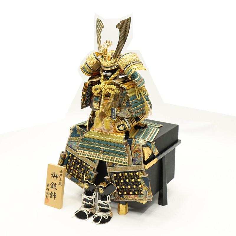 アウトレット品 五月人形 鎧単品 12号 大鎧 黄グリーン縅 木製箔押し