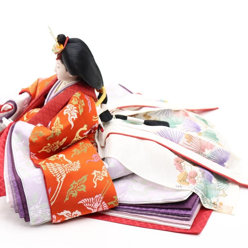 アウトレット品 雛人形 親王単品 鳳凰文 京八番 殿：紫系/姫：赤系衣裳 2人 26a-ya-0584_12