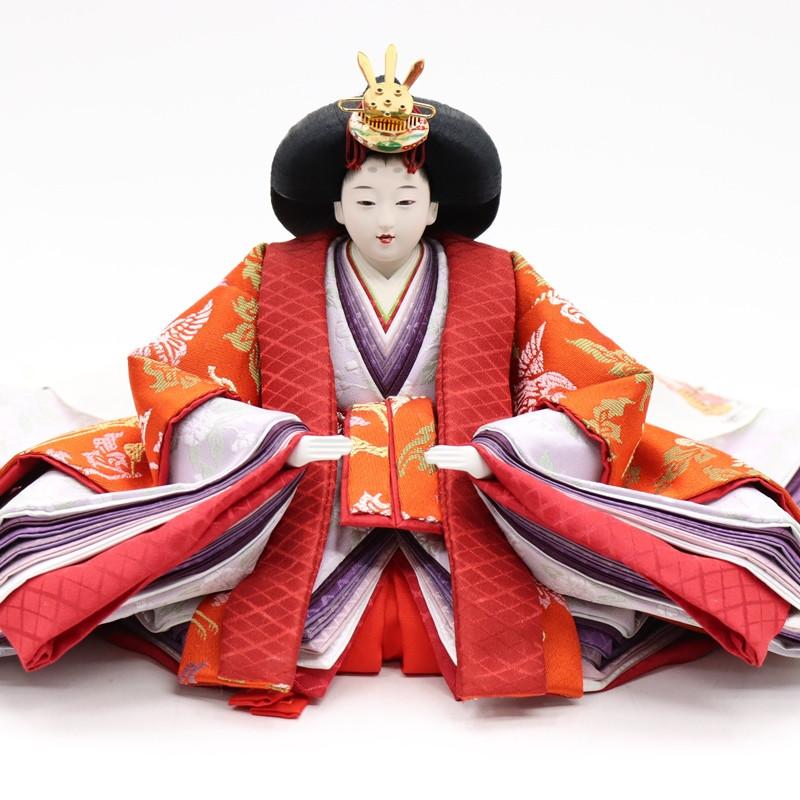 アウトレット品 雛人形 親王単品 鳳凰文 京八番 殿：紫系/姫：赤系衣裳 2人 26a-ya-0584_8