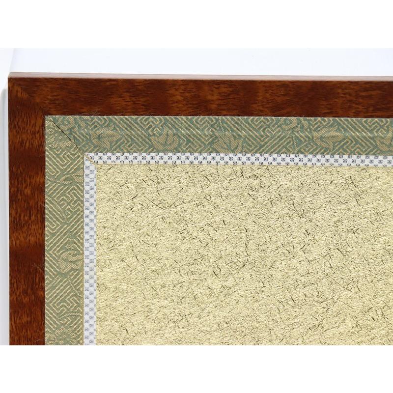 アウトレット品 屏風単品 三曲金屏風 42cm ゴールド 茶木目枠 レトロ