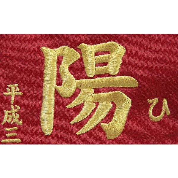 名前旗 押絵いちごうさぎ 赤生地 金糸刺繍文字 （特中） [sb-3-n3-mg]の画像