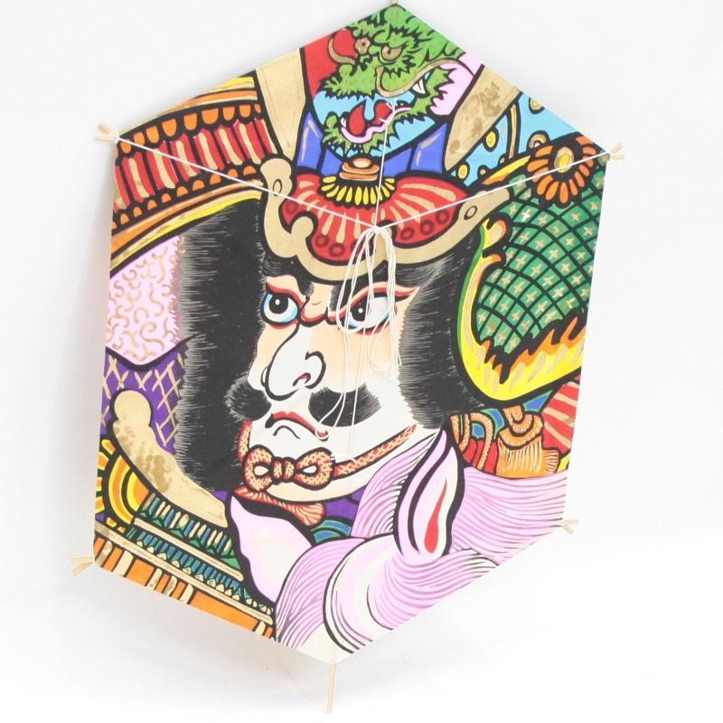 インテリア 手描き和凧 新大六角凧 約縦66×横53cm ロ-93ホ 武者絵