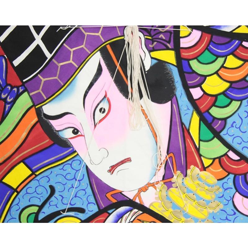 インテリア 手描き和凧 特大大角凧 約縦96×横65cm ワ-2ホ 歌舞伎絵