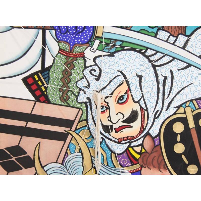 インテリア 手描き和凧 特大大角凧 約縦96×横65cm ワ-2ヨ 武者絵 川