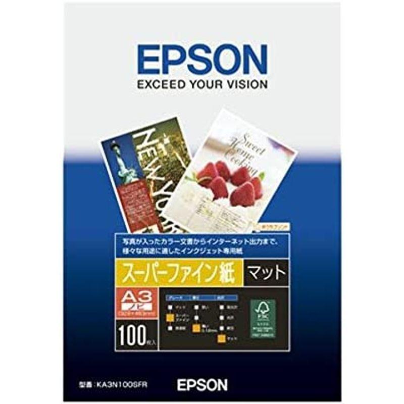 （まとめ）　エプソン　EPSON　1箱（100枚）　スーパーファイン紙　KA3N100SFR　A3ノビ　〔×2セット〕