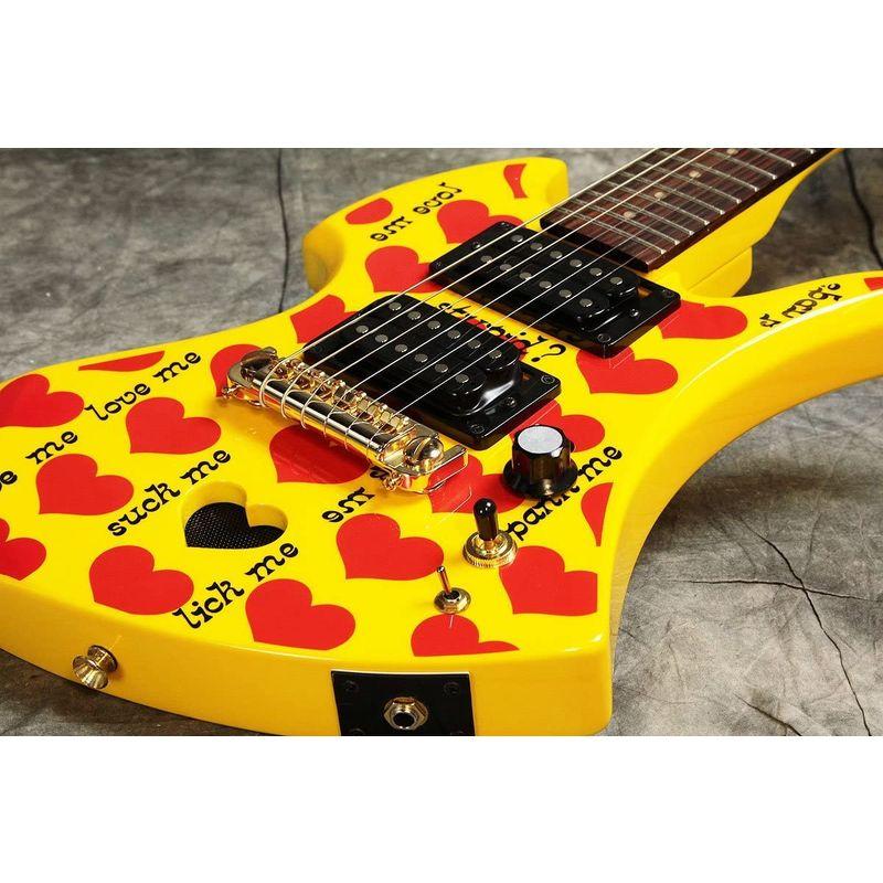【２点セット】 BURNY バーニー ミニエレキギター YH-JR.2009 Heart Yellow アンプ内蔵 【7869759365】(27828円)