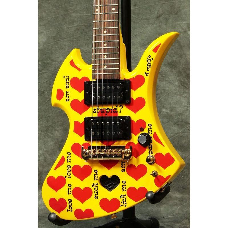 【２点セット】 BURNY バーニー ミニエレキギター YH-JR.2009 Heart Yellow アンプ内蔵 【7869759365】(27828円)
