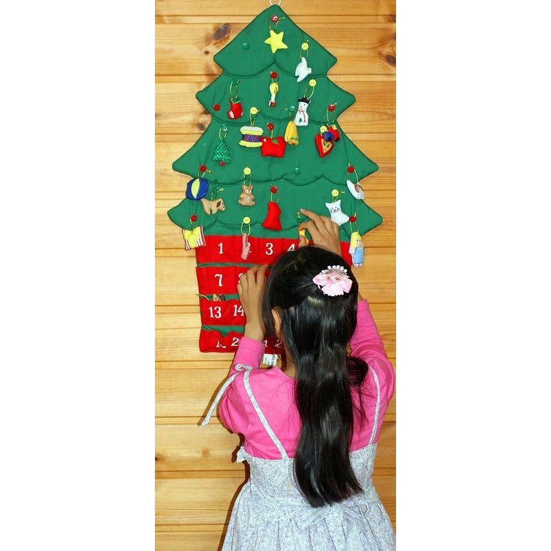 ふじみ野市 クリスマス 布のアドベント カレンダー 壁掛け クリスマスツリーボタンかけオーナメント24個付き メリークリスマス