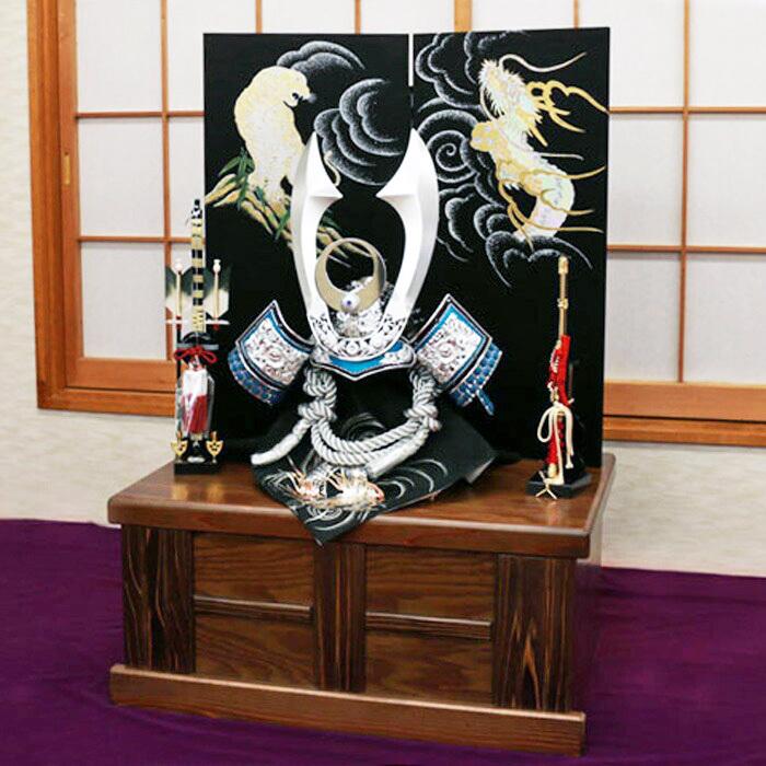 ひなせい 五月人形 おしゃれ 兜飾り / 収納飾り 着用兜 ブルー 16,8