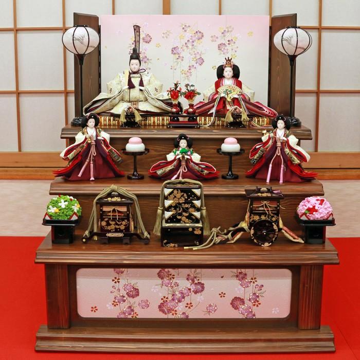 ひなせい 雛人形 三段飾り おしゃれ 「花那実雛」 五人飾り 3段 段飾り