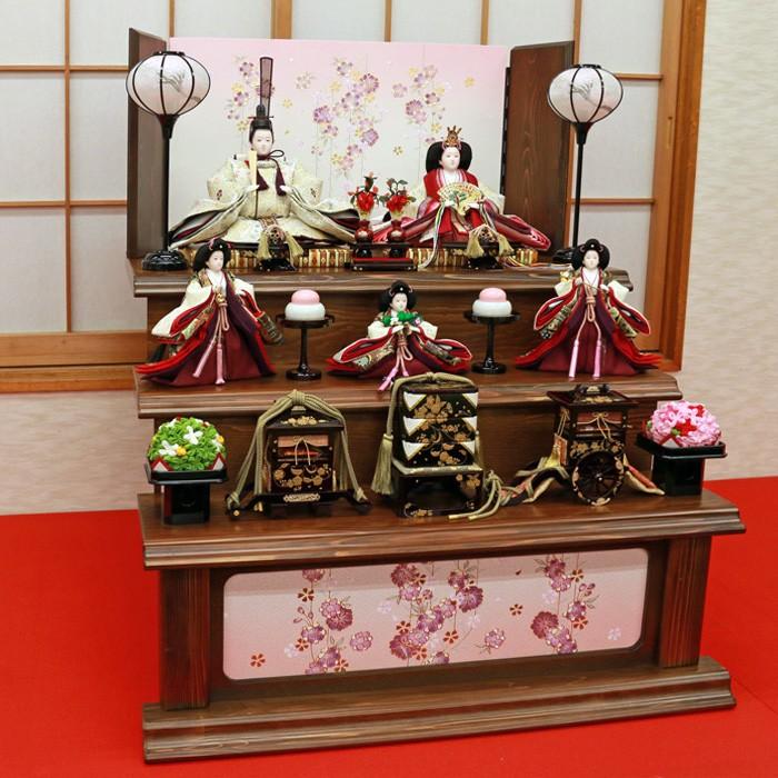 ひなせい 雛人形 三段飾り おしゃれ 「花那実雛」 五人飾り 3段 段飾り