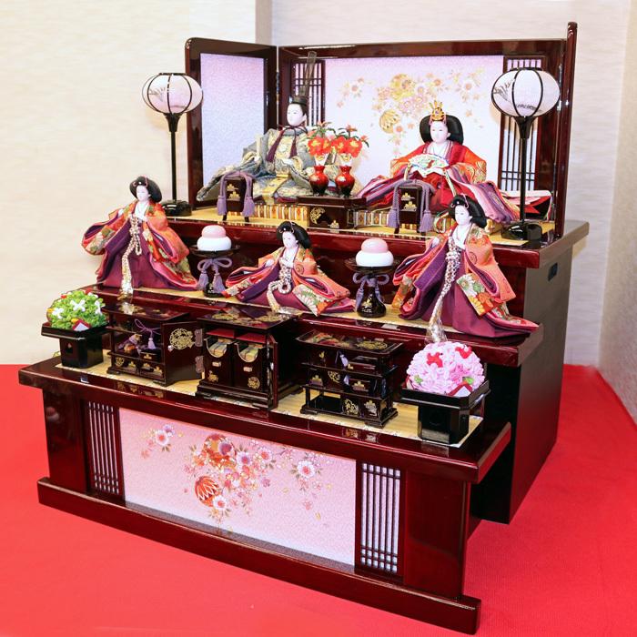 【美品】高級雛人形　3段飾り　収納 ひなせい 雛人形 三段飾り 収納飾り 「花須衣2」 おしゃれ 3段飾り 5