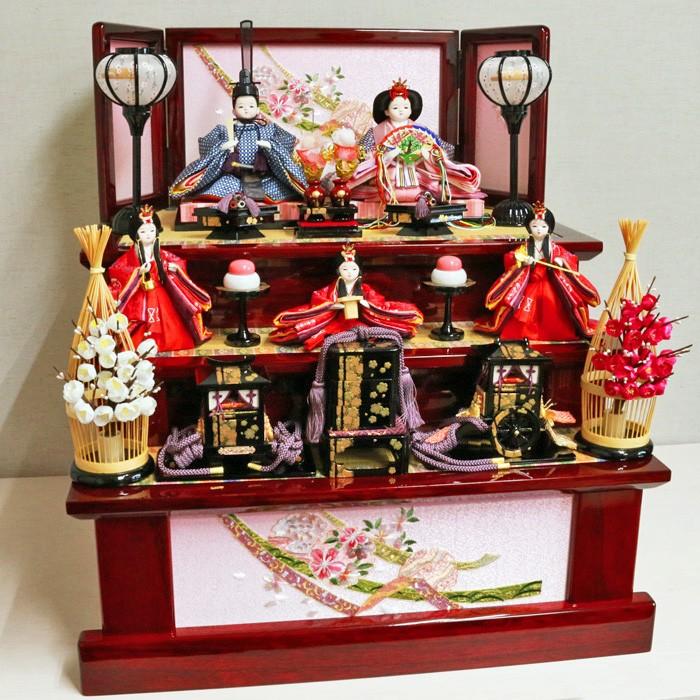 アンティーク雛人形用小型収納箱 赤・金・黒 骨董品 昭和レトロ 廃盤 お雛様 収納飾り コンパクト【小柿雛】 雛人形 おひな様
