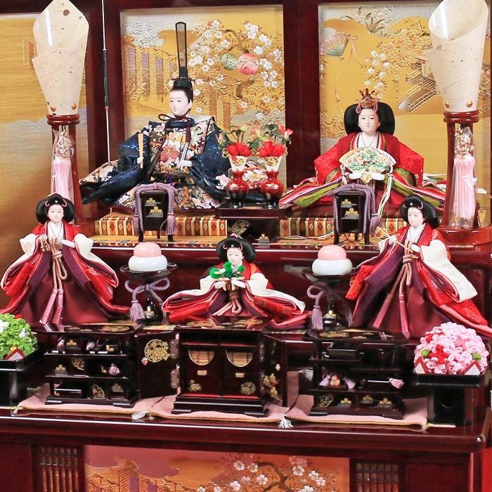 ひなせい 雛人形 三段飾り 収納飾り 「古都花3」 おしゃれ 5人飾り