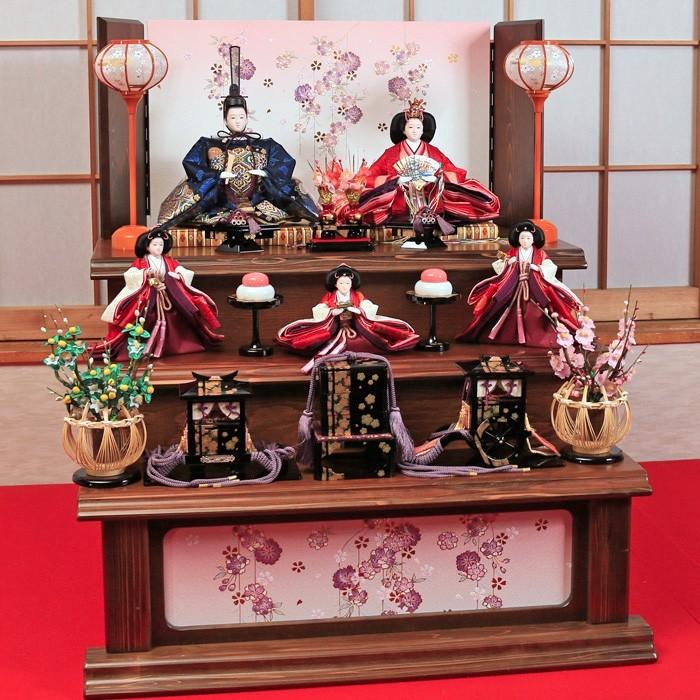 ひなせい 雛人形 三段飾り おしゃれ 「美結花2」 五人飾り 3段 段飾り