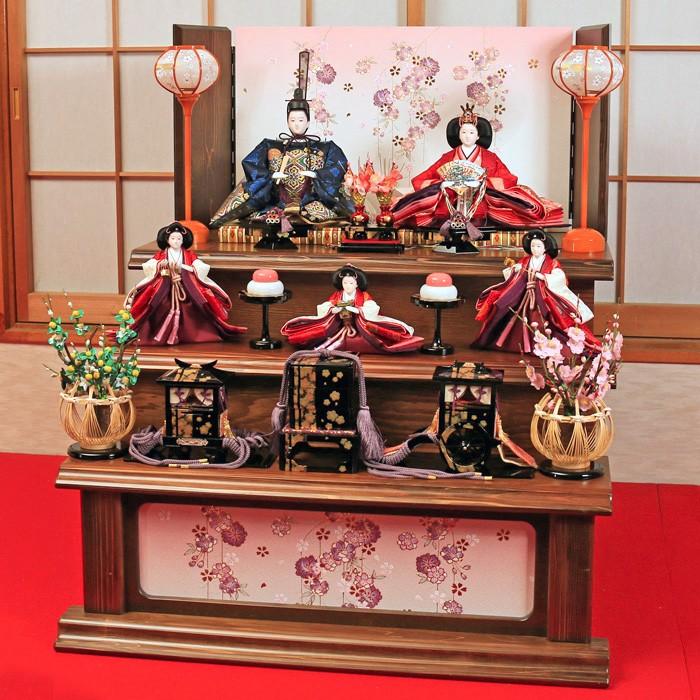 雛人形 三段飾り おしゃれ 「美結花雛」 五人飾り 3段
