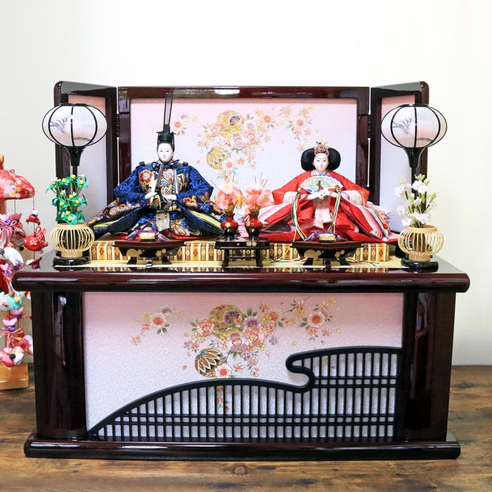 ひな人形収納型2人飾り ひなせい 雛人形 収納飾り おしゃれ コンパクト 「らん雛2