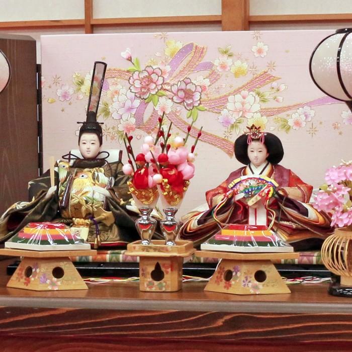 ひなせい 雛人形 コンパクト おしゃれ 収納飾り 「若菜雛・黒