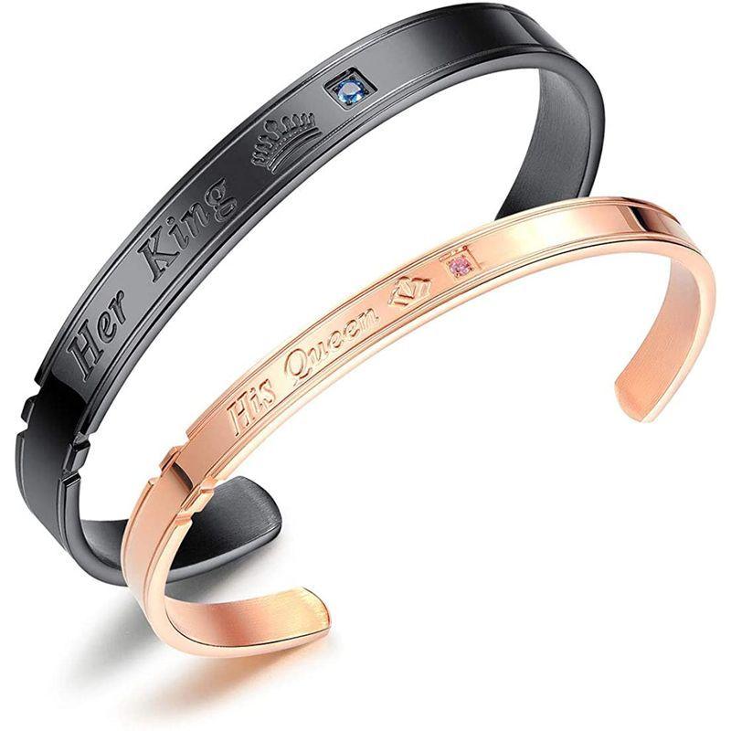 刻印 ブラック メンズ ペアバングル ブランド 人気 Rockyu フリーサイズ ペアブレスレット Black おしゃれ 刻印 サファイア ブレスレット 経典 Www Le Vin Pas A Pas Com