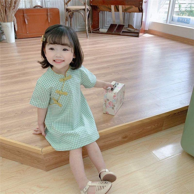 超美品の 旅行 女の子 チーパオ ミニワンピース チャイナ風ワンピース チャイナドレス 子供服 Yinfoon 通園 緑チェッ 花火大会 夏祭り 花見 スニーカー スリッポン Www We Job Com
