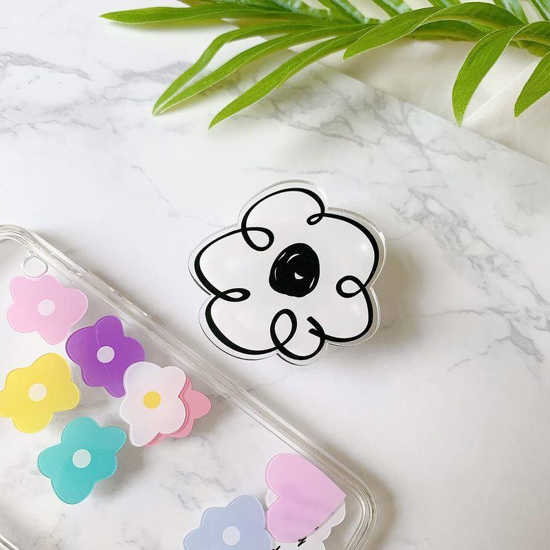 スマホグリップ 韓国 花 イラストフラワー グリップトック シンプル かわいい おしゃれ スマホスタンド Griptok 落下防止 ホワイ Hinatashop 通販 Yahoo ショッピング
