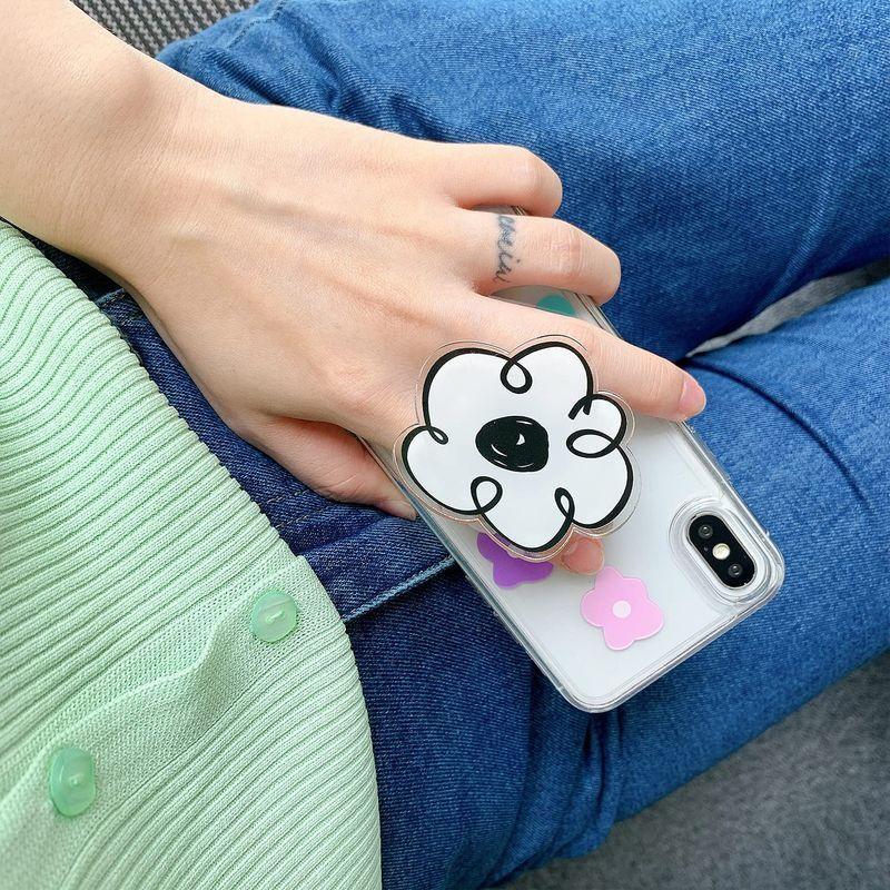 スマホグリップ 韓国 花 イラストフラワー グリップトック シンプル かわいい おしゃれ スマホスタンド Griptok 落下防止 ホワイ Hinatashop 通販 Yahoo ショッピング