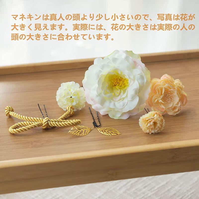 Viyien 髪飾り 造花 手作り 成人式 卒業式 結婚式 七五三 ヘアアクセサリー 振袖 袴 浴衣 着物 和装 金の葉 白い 花 スーツ Hinatashop 通販 Yahoo ショッピング