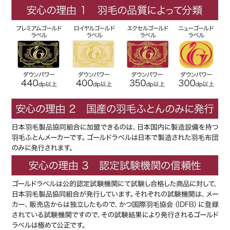 ロイヤルゴールドラベル93％移動防止立体キルト羽毛掛ふとん 日本製 掛け布団 掛布団 冬用 暖かい 7年保証｜hinatanofuton｜03