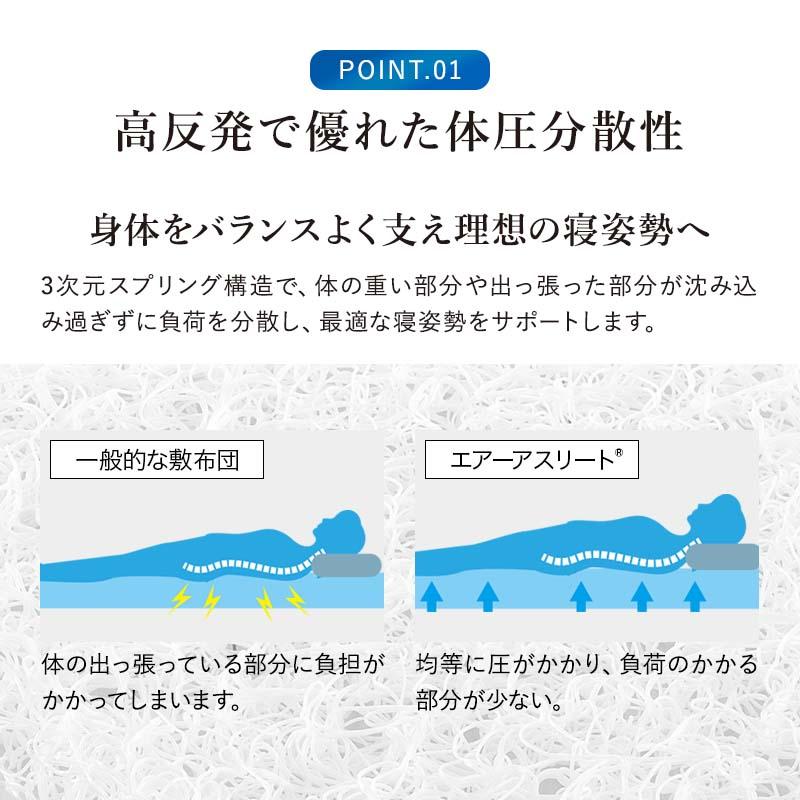 マットレス シングル エアーアスリート 洗える 硬め かため 三つ折り