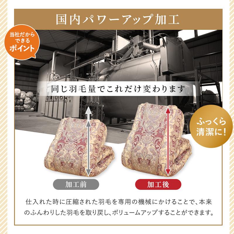 片寄らない羽毛掛け布団 85％ 1.3kg ダブルサイズ 襟マル 7年保証 移動