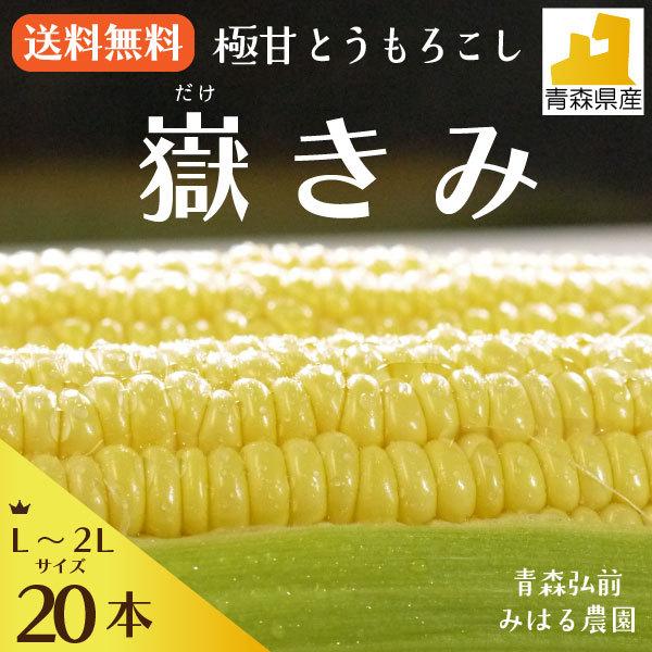 冷蔵）青森県産 嶽きみ（とうもろこし）L〜2Lサイズ20本[みはる農園