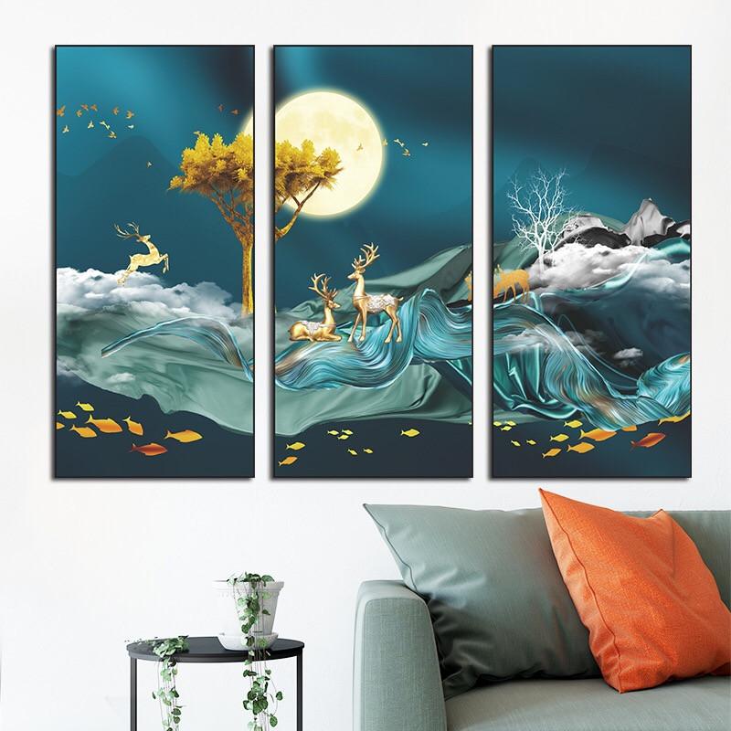 送料込み ウォールステッカー  幻の海　鹿　 飾り絵  壁飾り 壁シート 壁紙　雰囲気変え 壁シール インテリア 和室　DIY 模様替え |  | 01