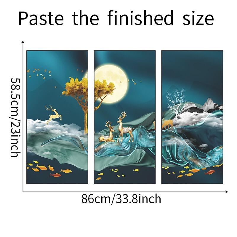 送料込み ウォールステッカー  幻の海　鹿　 飾り絵  壁飾り 壁シート 壁紙　雰囲気変え 壁シール インテリア 和室　DIY 模様替え |  | 07