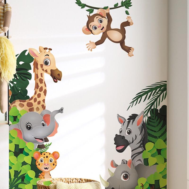 ウォールステッカー　森中の動物達　壁飾り　壁紙　壁シール　壁絵　インテリアシート　子供部屋　窓シート　模様替え　剥がせるタイプ　送料込み　 | 