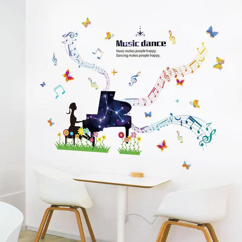 送料込み　ウォールステッカー　ピアノ　ガール　壁飾り　壁紙　壁シール　壁絵　インテリアシート　模様替え |  | 04